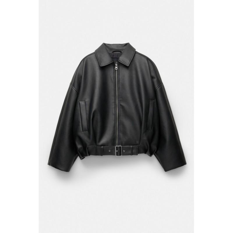 Womens Vintage Pilot Jacket Faux Leather
