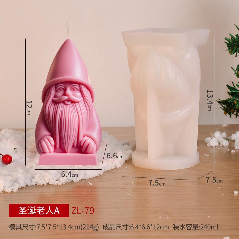 3D Moș Crăciun Lumânare pentru aromoterapie Mucegai din silicon Barbă pentru Moș Crăciun Mucegai pentru Lumânare Moș Crăciun Forme din rășină din gips Cadou de Crăciun