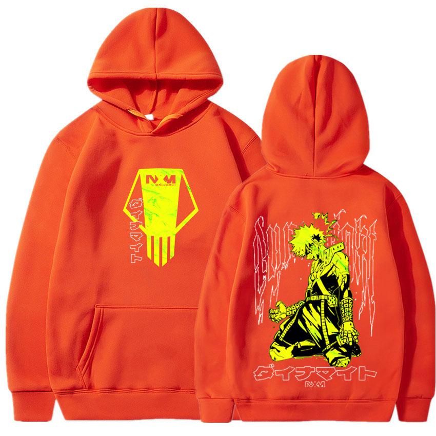 

Аниме My Hero Academia Bakugo Katsuki Толстовки Мужская мода Повседневные толстовки большого размера Повседневные свободные удобные спортивные костюмы Уличная одежда 4XL оранжевый