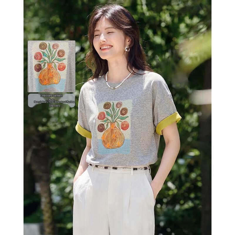 TERRE BLEUE Women s Loose Fit Short Sleeve T-Shirt L