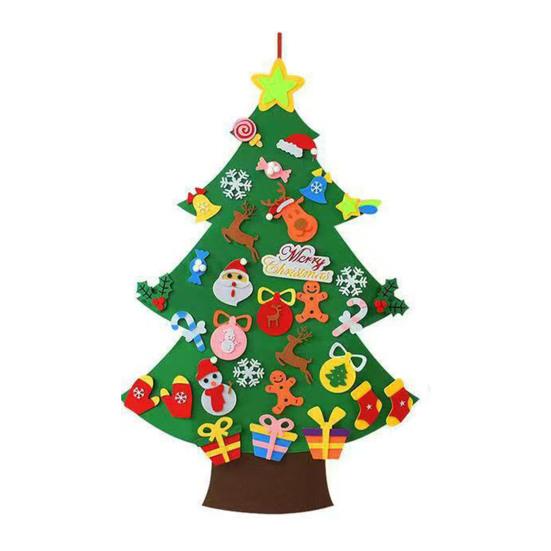 DIY Felt Christmas Tree with Detachable Ornaments Interactive Holiday Activity for Kids to Develop Motor Skills Wall Hanging Decor for Bedroom