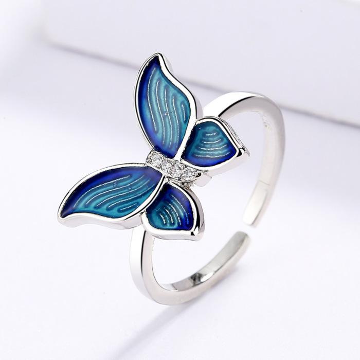 Three-Piece Creative Hipster Butterfly Wings Enamel Accessories Women'S Set Necklace Jewelry Animal