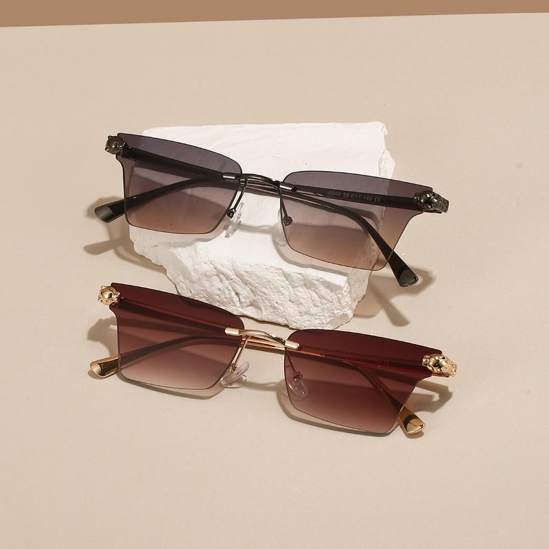 Randlose Cat-Eye-Sonnenbrille Damen Stilvoll Vintage Farbverlauf Mehrfarbiges Glas Ins Trendige Luxusmarke Designer Sonnenbrille