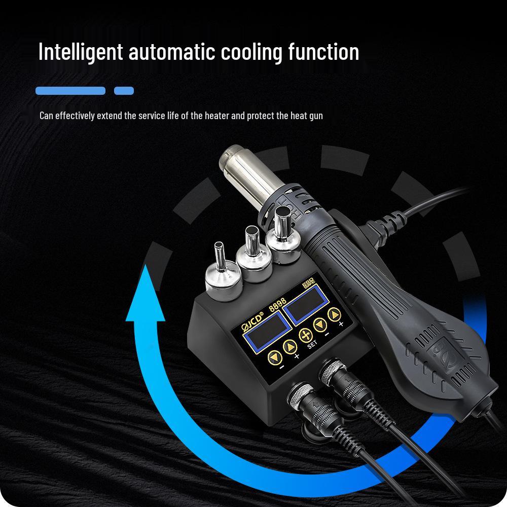 JCD 8898 Dual Digital Display 750W Hot Air Gun & Temperature-Controlled Electric Soldering Station