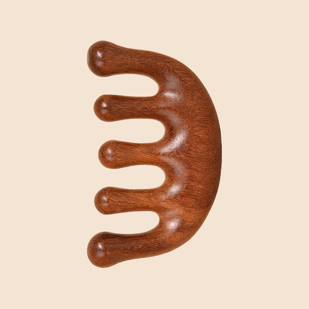 Massage comb head meridian comb sandalwood solid wood comb meridian massage comb neck five-tooth comb meridian