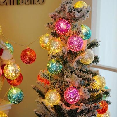 Christmas Festival String Lights: Colorful Hanging Balls for Tree & Room Decor