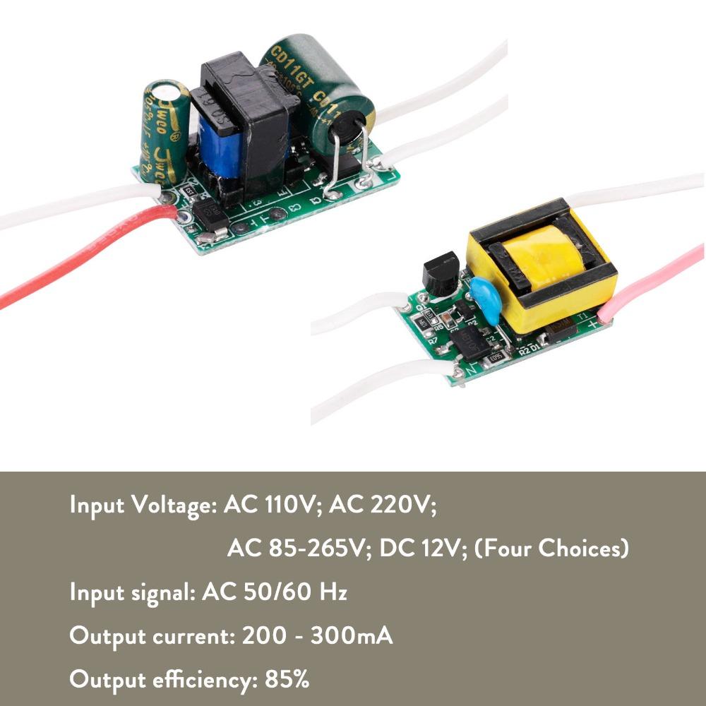 200mA 300mA Power LED Driver Constant Current AC 85-265V Supply for 3W 4W 5W 7W Light Lamp Bulb Transformers Output 3-12V 12-26V