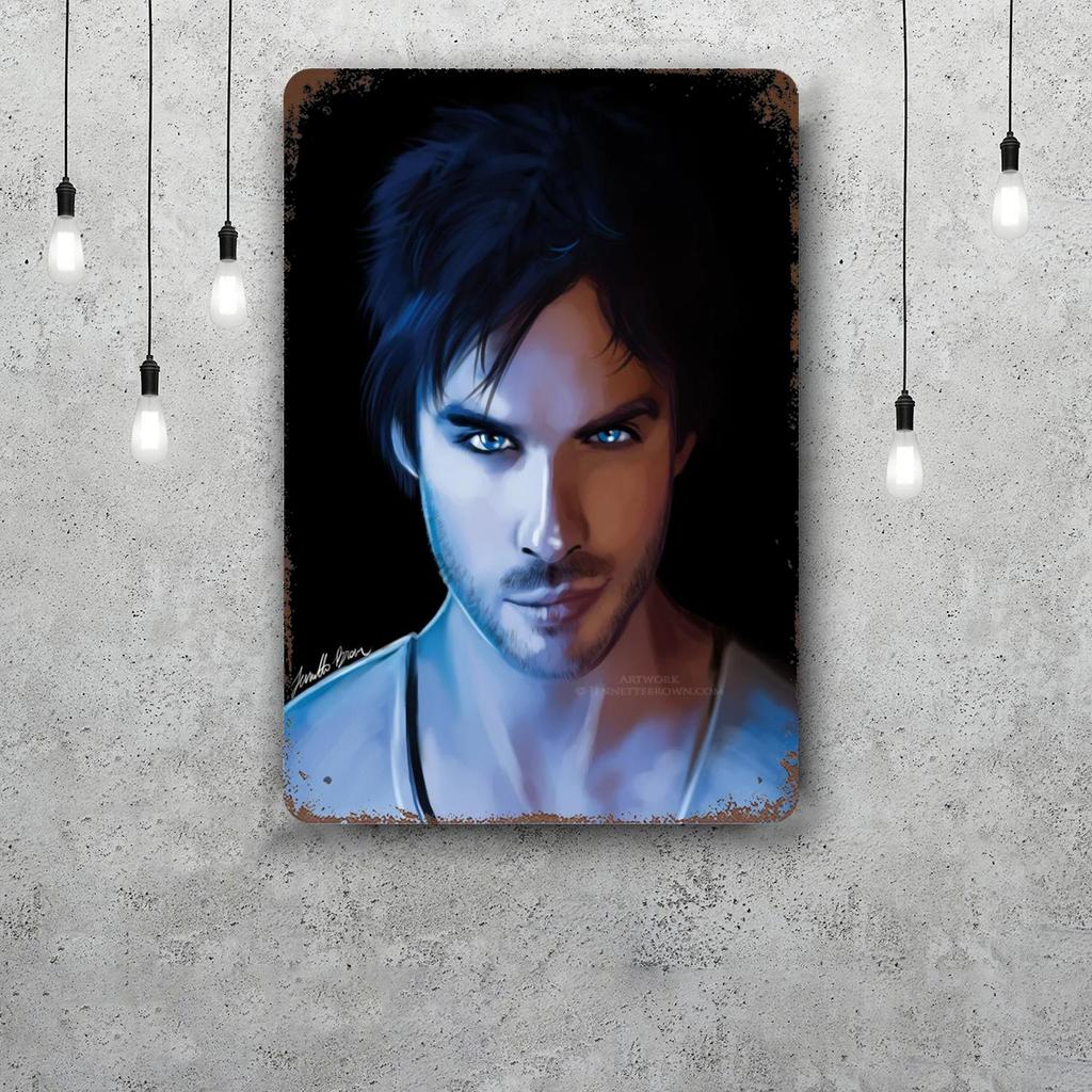 Damon Salvatore Decor Poster Vintage Tin Sign Metal Sign Decorative Plaque for Pub Bar Man Cave Club Wall Decoration