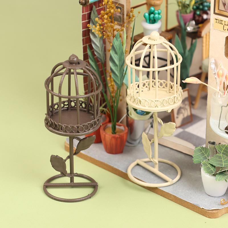 1pcs1/12 Micro Landscape Bird Cage Ornaments Simulation Mini Metal Birdcage Model Fairy Garden Decoration