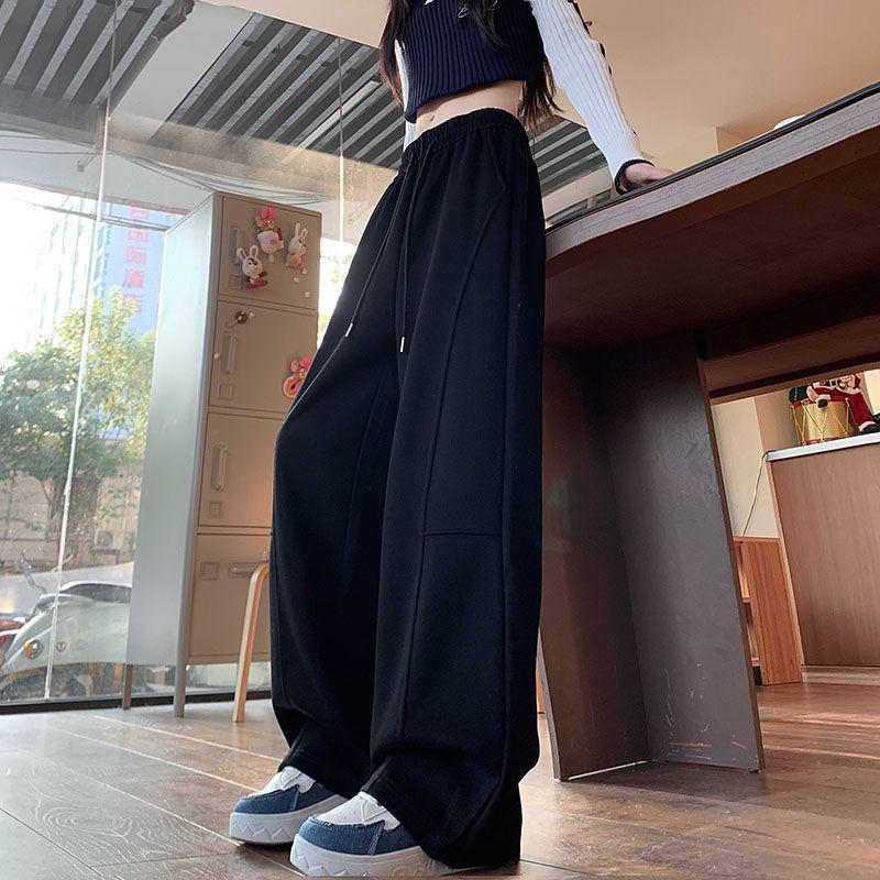 

Новые весенние и осенние небольшие покрои и повседневные длинные брюки для женщин, свободный и ленивый стиль, прямые широкие брюки с драпировкой 4XL