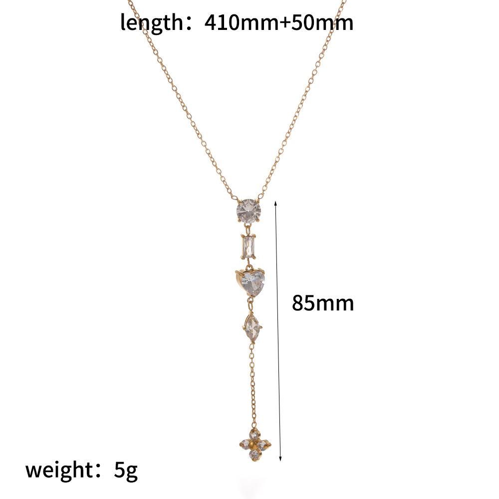 Fashion Necklace with Zircon 18K Gold Plated Stainless Steel Dainty Gold Y-Shaped Pendant Choker Jewelry for Women