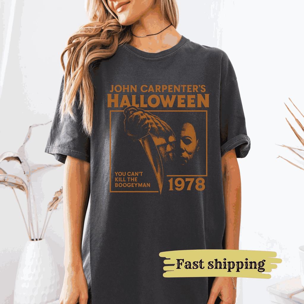 Halloween 1978 Michael Myers Horror Movie Graphic Print T-Shirt Men Women John Carpenter Horror Slasher Movie Franchise Loose Casual Oversized Top