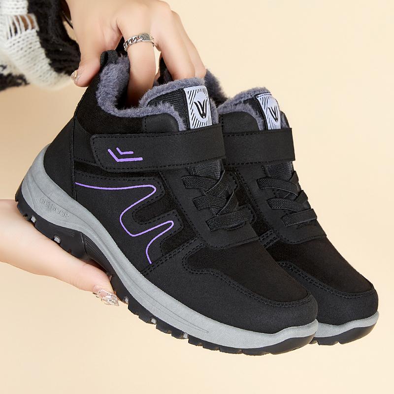 

Женские модные зимние ботинки с подкладкой из искусственного меха, водонепроницаемые, нескользящие, на платформе, повседневная обувь, подарок 39 фиолетовый