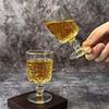 High-Stem Engraved Retro European Style Baijiu & Cocktail Glasses - Mini Spirit Wine Glasses (Set of 1 or 2)