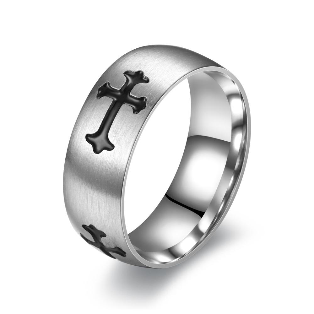 Men's Rotating Cross Titanium Steel Ring - European & American Style Stainless Steel Jewelry