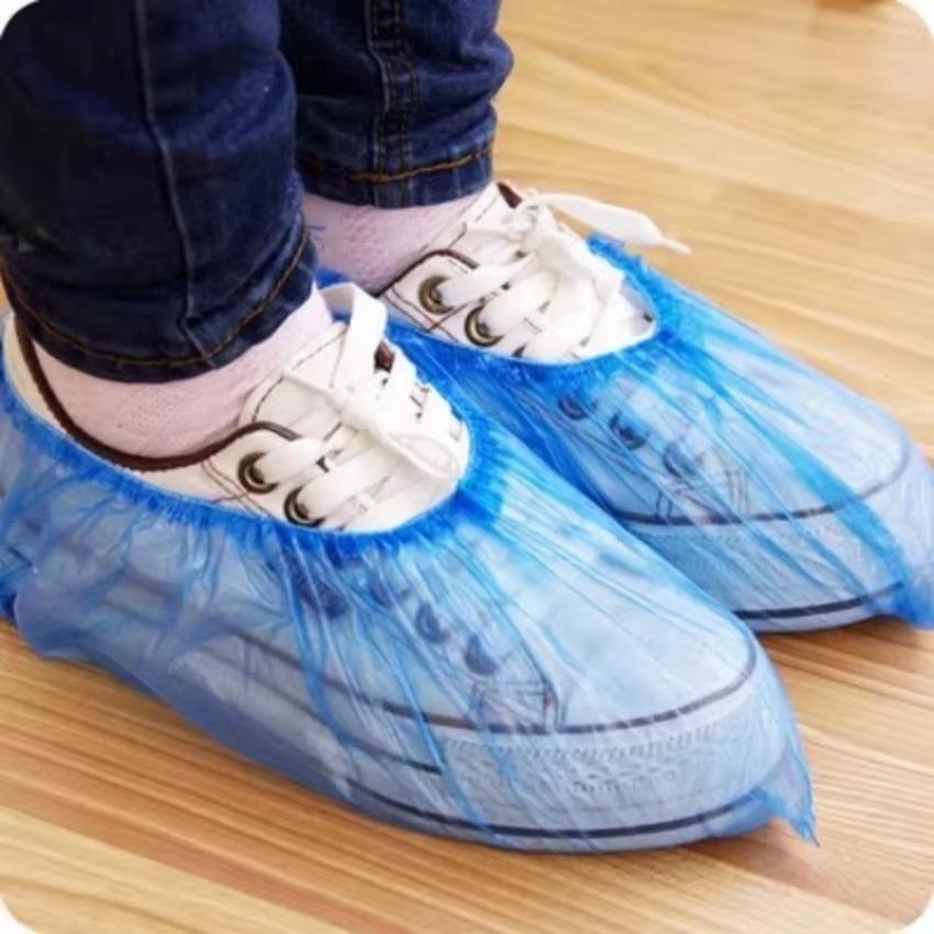 100 Pcs Waterproof Medical Boot Covers Plastic Disposable Shoe Covers Overshoes Shoe Protector Shoe Cover Water Proof Shoes
