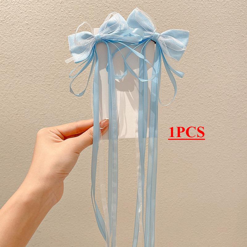 Solid Color Fabric Bow Ribbon Hair Cloth Braided Girl High Value Tassel Hairpin Girl Fashion Hairpin Hair Accessories