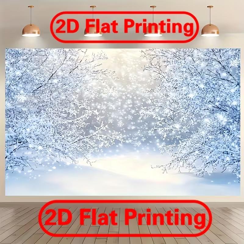 2D White Winter Wonderland Backdrop 2D Flat Print for Holiday & Family Photoshoot