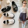 Girls' Pearl Lace Bow Princess Little Leather Shoes2026Spring and summer children's solid color performance shoes for older kids