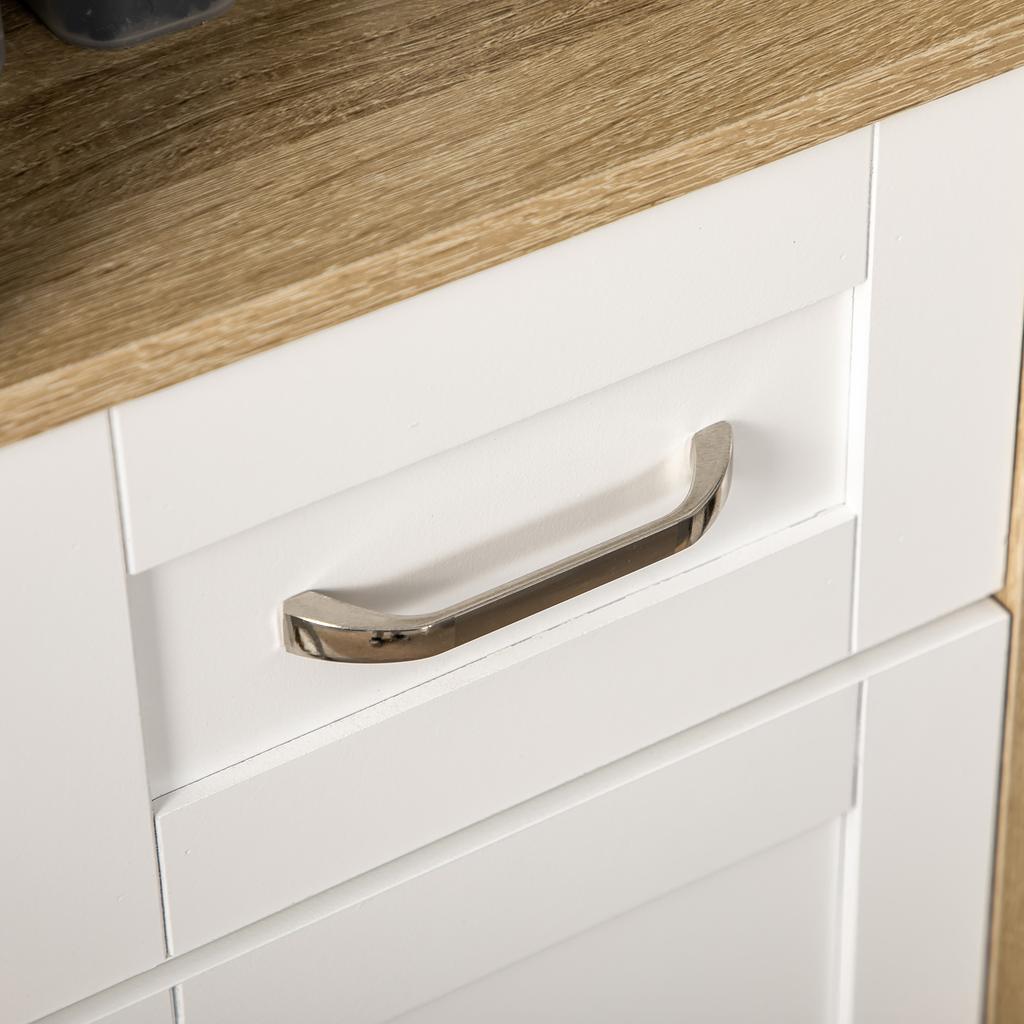 Tall Bathroom Cabinet In Particleboard with a Drawer, 2 Cabinets and 2 Adjustable Open Shelves, 37x30x184 Cm