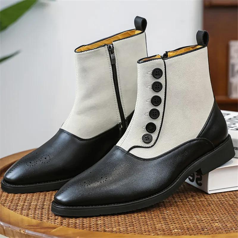 High Tops New Winter Fashion Mixed Colors Patchwork Ankle Boots Men's Casual Shoes Luxury Brand Designer Shoes Boots for Men