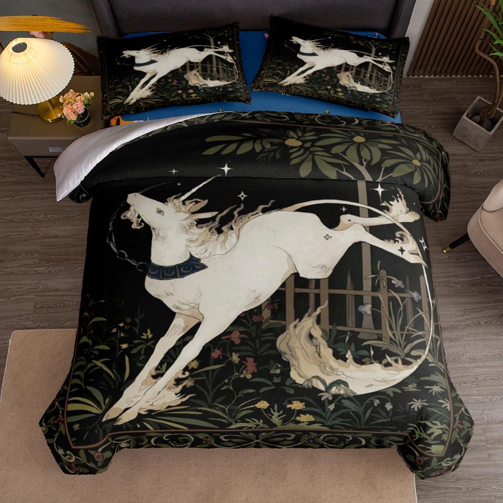 Unicorn in captivity Duvet Cover Set UK Single Double Queen US Twin Full King Size Among Bed Linen Set