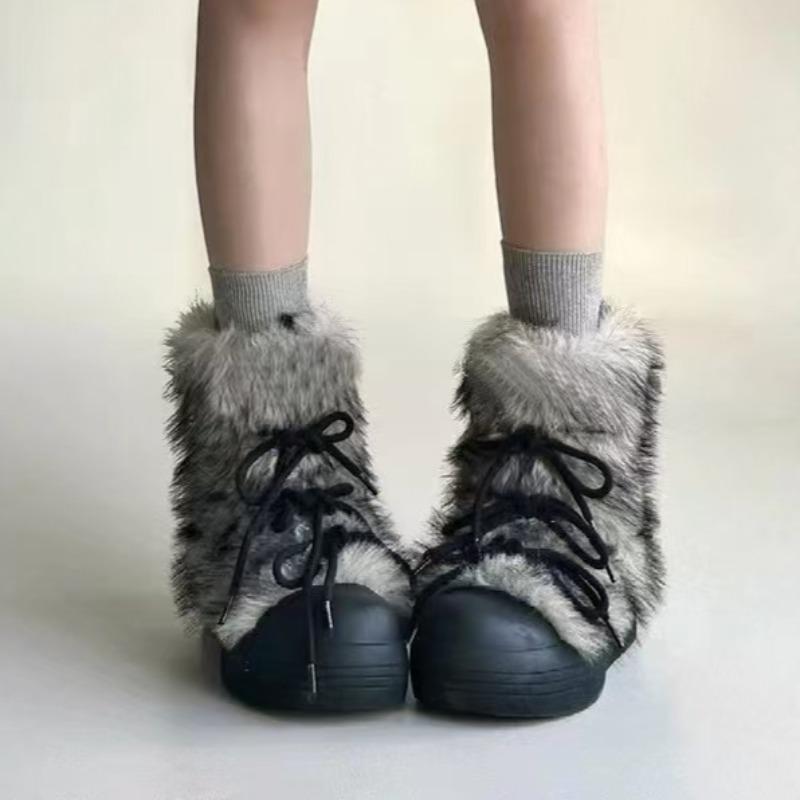 Ankle Flat with Snow Boots Slip-on Round Toe Mid Heel Women's Shoes On Sale 2024 High Quality Solid -tied Women's Boots
