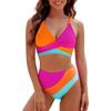 Contrasting 2-piece Swimsuit Women's Straps Cross Bra Top Swimsuit Women's Beach Vacation Swimsuit Bikini Set