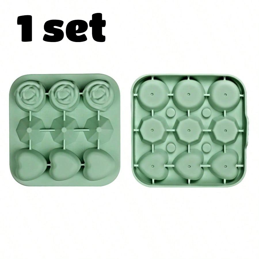 

4pcs Rose Heart Diamond Ice Cube Mold 9 Grids 3D Ice Mold with Cover Easy Release for Whiskey Bourbon Cocktail Wine Coffee Juice