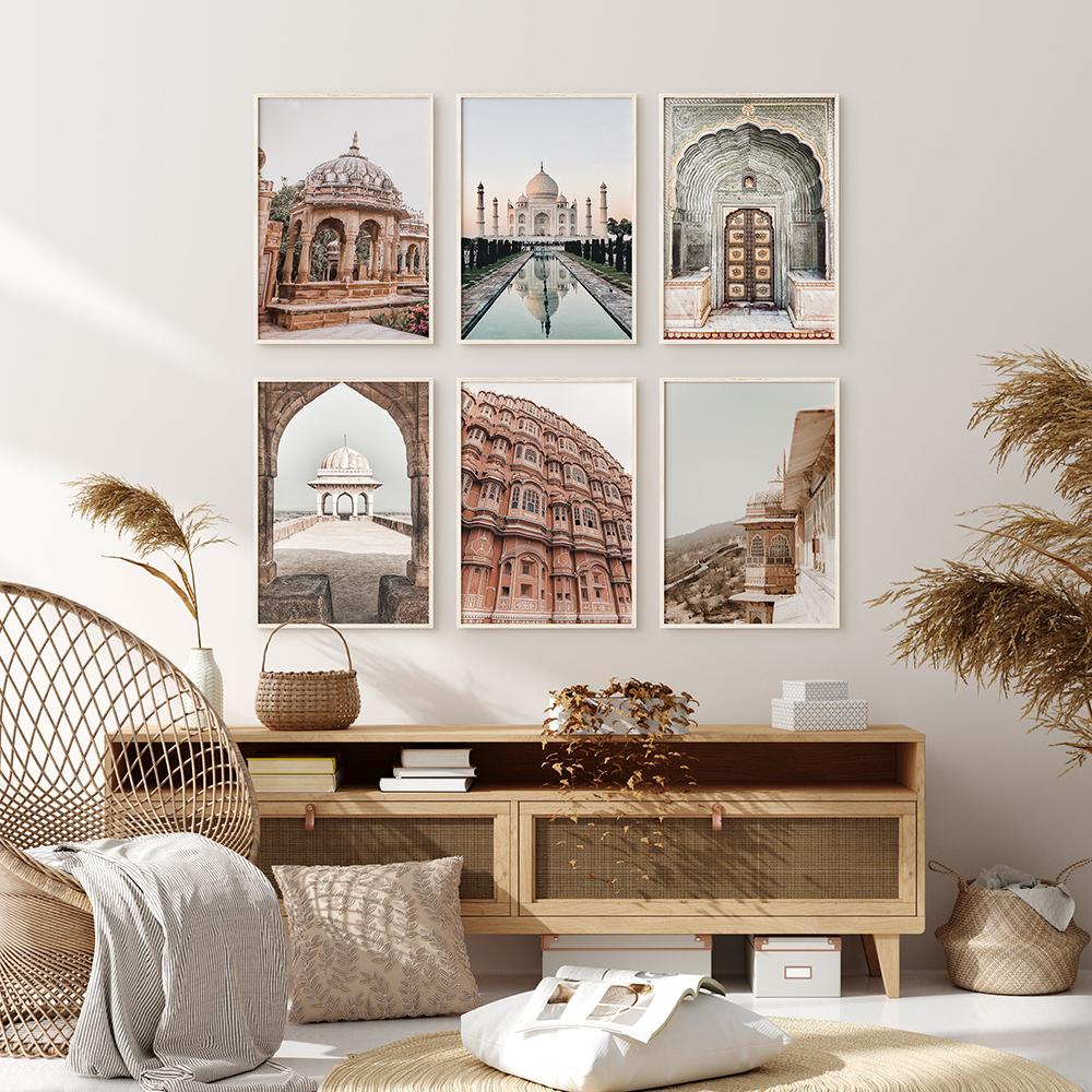 India City Gallery Wall Canvas Painting Taj Mahal Print Photography Wall Art Pictures Architecture Poster Nordic Home Decor