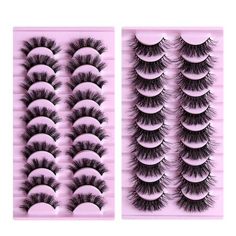 10 Pairs Of Messy False Eyelashes, Naturally Thick False Eyelashes, Slender And Curled Fried False Eyelashes