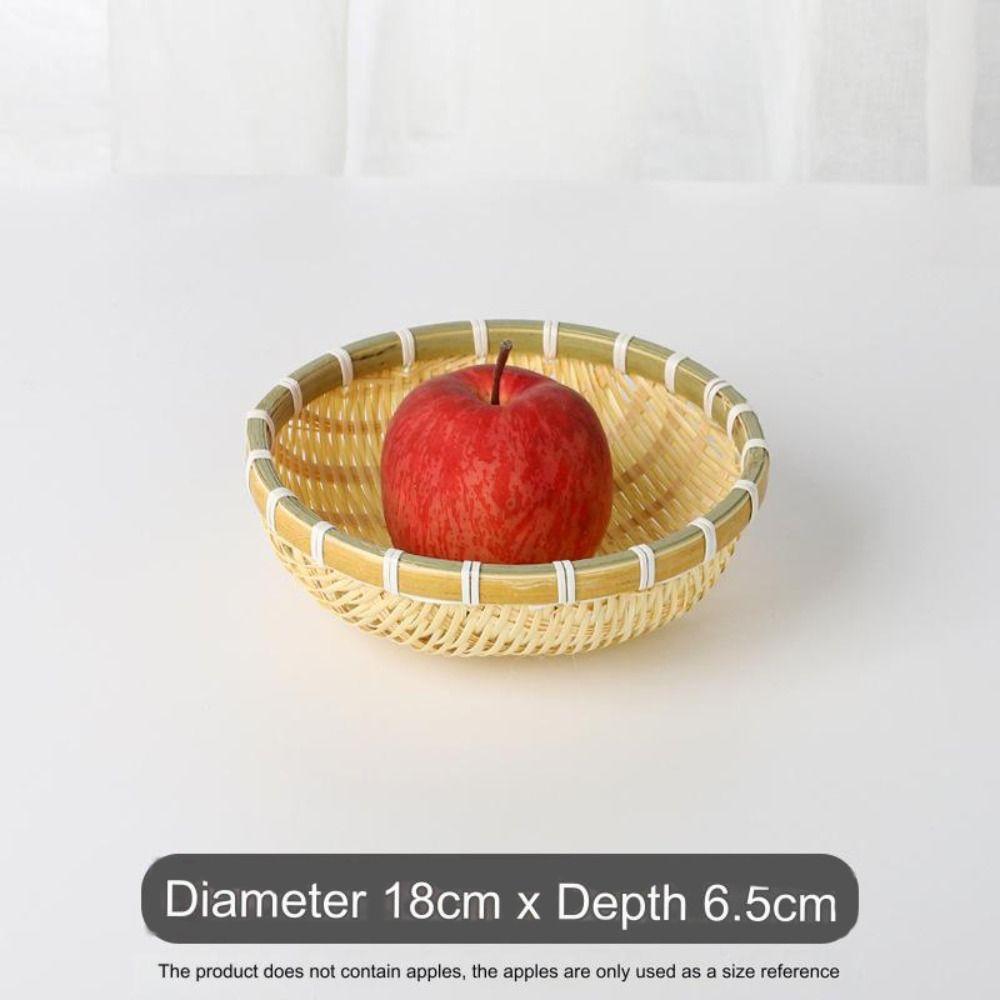 Round Fruit Snack Basket Handmade Drain Basket Natural Storage Basket