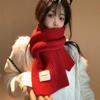 New red retro plaid Christmas scarf women's winter atmosphere green thickened warm couple scarf
