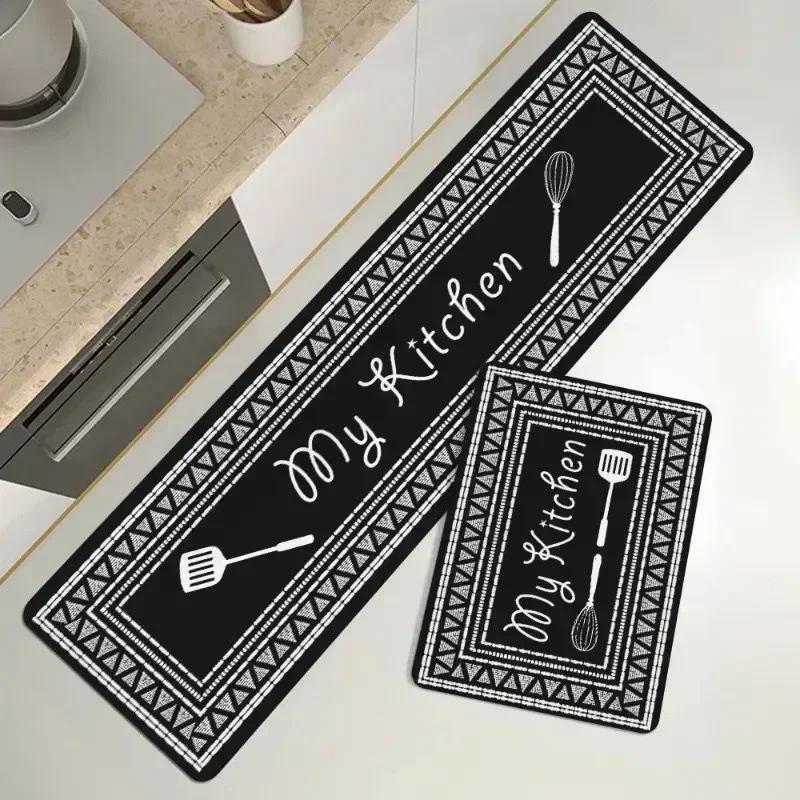 Kitchen Waterproof Carpet Pvc Leather Non-Slip Oil-Proof Floor Mat Home Decoration Rug Kitchenware Pattern Alfombra De Cocina