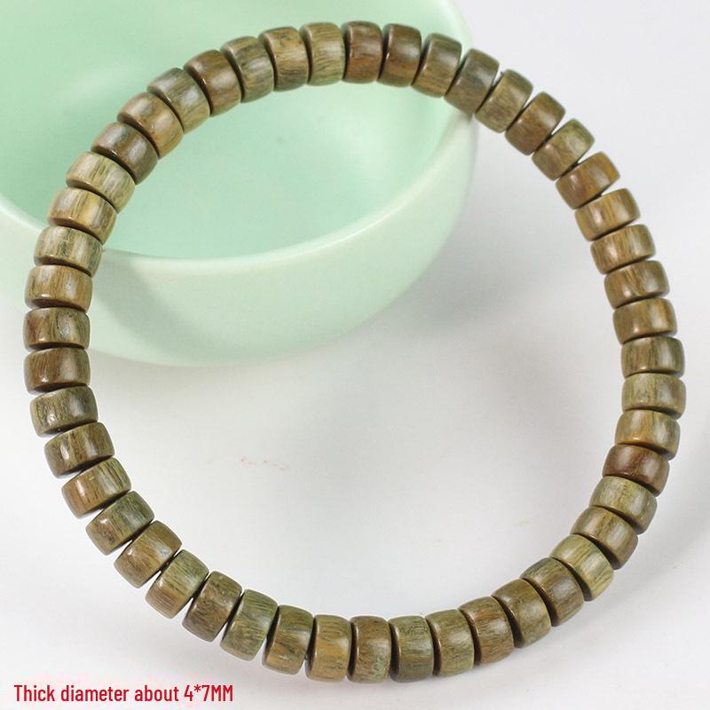 Grünes Sandelholz Pillenperlen Armband: 4*7MM Holz-Schnur für Männer & Frauen