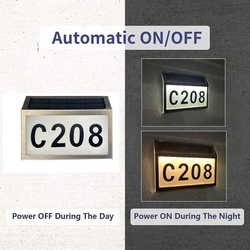 Easy Install Solar LED House Number Waterproof Solar Outdoor Address Lights Outdoor Garden