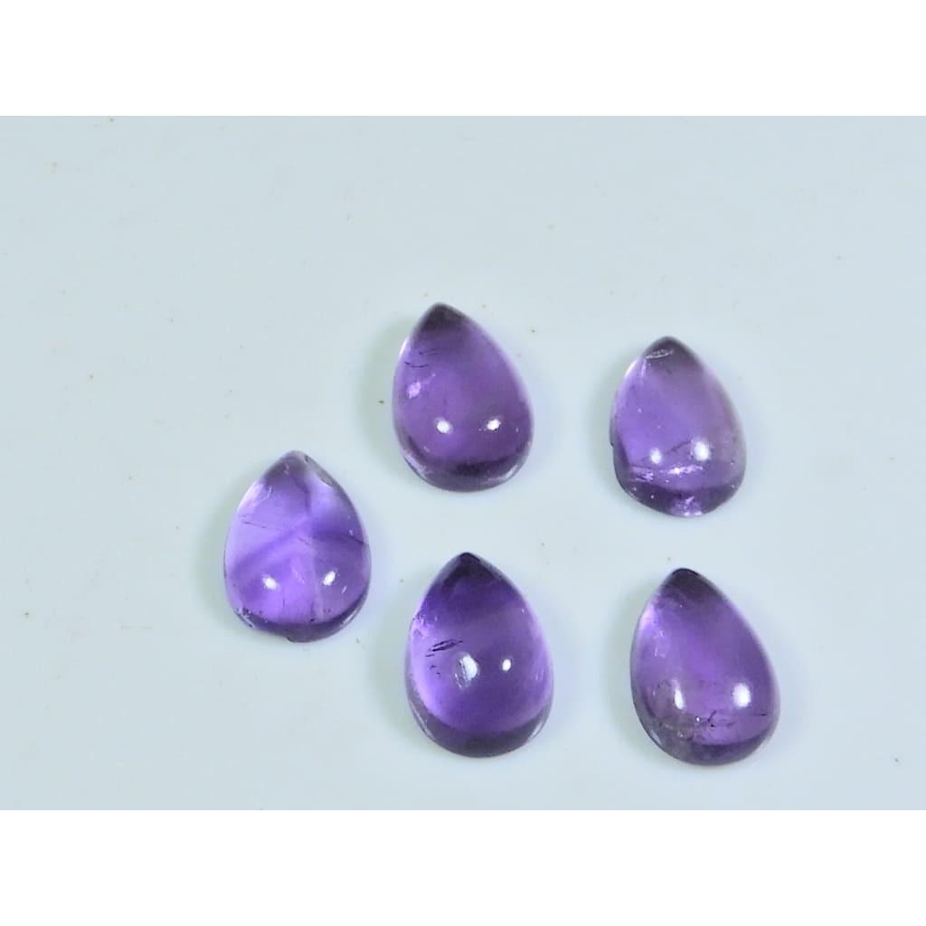 8X12MM Natural Amethst Ring Size Pear Cabochon Loose Gemstone 5Pcs Lot 15Cts A-468