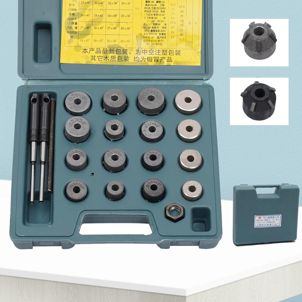 Valve Seat Reamer Grinding Wheel Set, Universal Repairing Cutter Valve Tool Kit With Box Fit for Jialing 145 Jialing 125