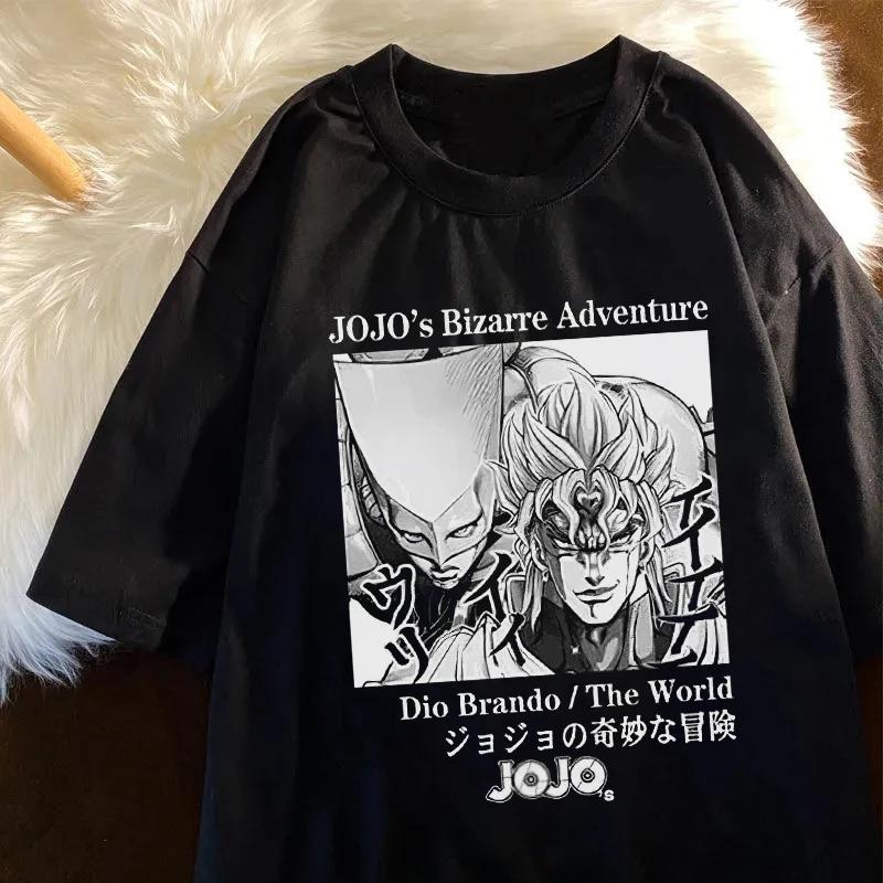 Japanese Anime Jojo Bizarre Adventure Graphics Print T-shirt Short-sleeved Casual Loose T-shirts Streetwear Female Harajuku Punk