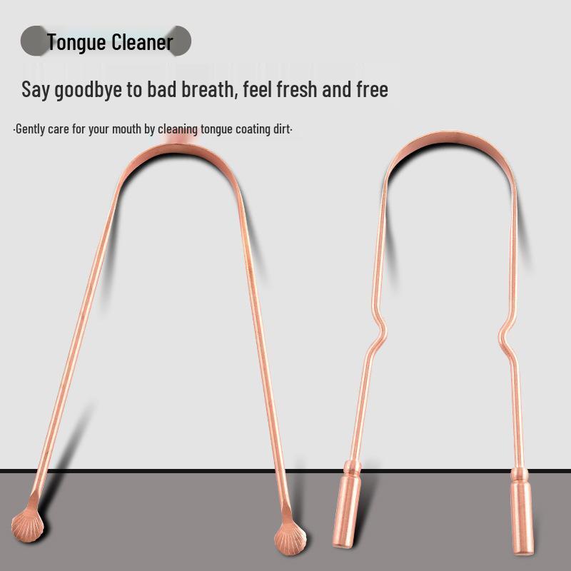 Pure Copper Tongue Scraper and Cleaner – Portable Tongue Brush Tool for Effective Oral Hygiene