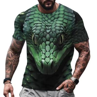 Camiseta Estampada 3D de Serpiente de Moda Para Hombres Divertido Patrón de Animal Camiseta Oversize Verano Hip Hop Tendencia Ropa Casual Tops de Cuello Redondo