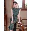 Retro blue national style sleeveless improved cheongsam 1011 new women's summer temperament daily thin dress