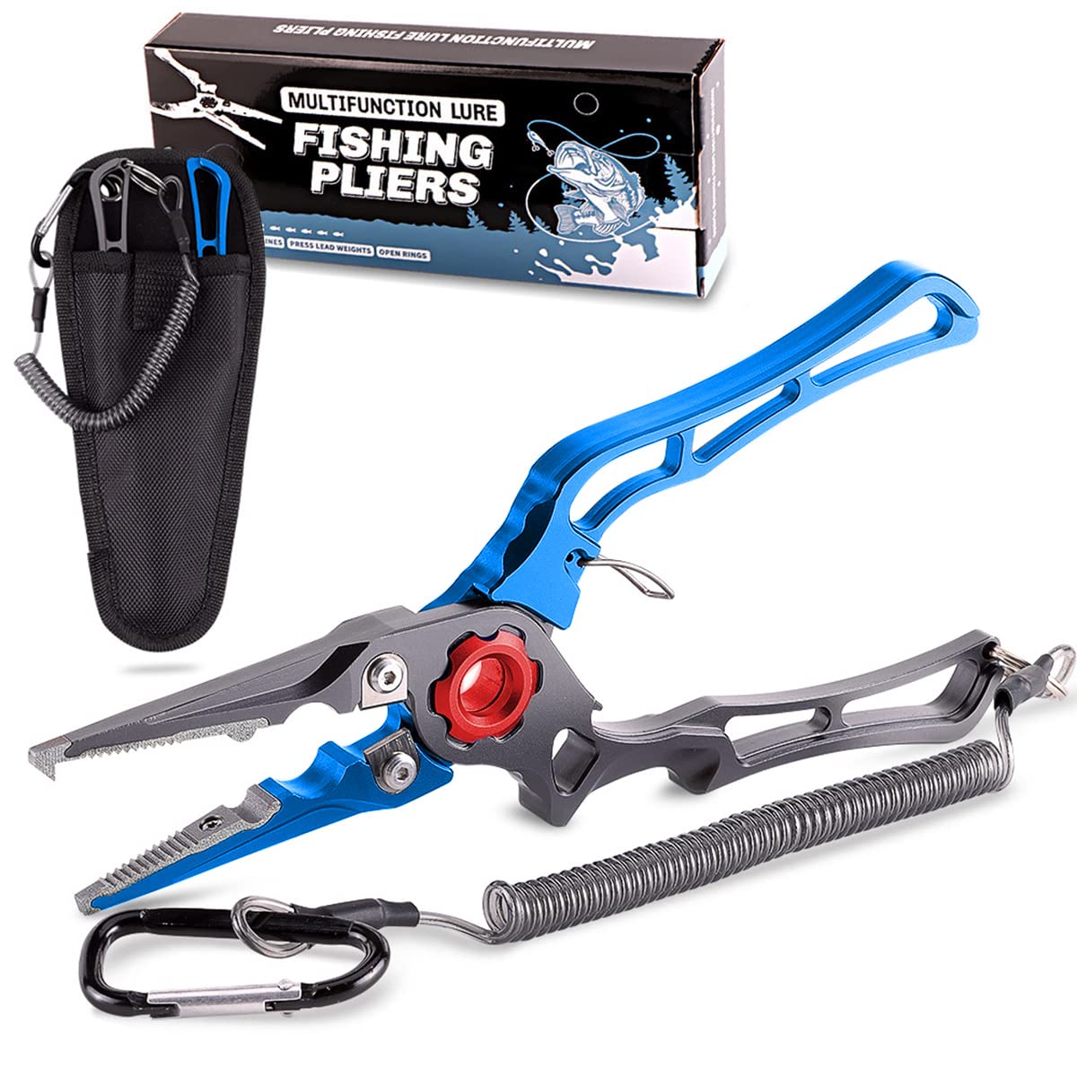 

Fishing with Hook and Line High and Locking Mechanism x Long-nose Pliers, Multi-functional, Remover, Performance, Ultra-Lightweight, (Blue Gray)