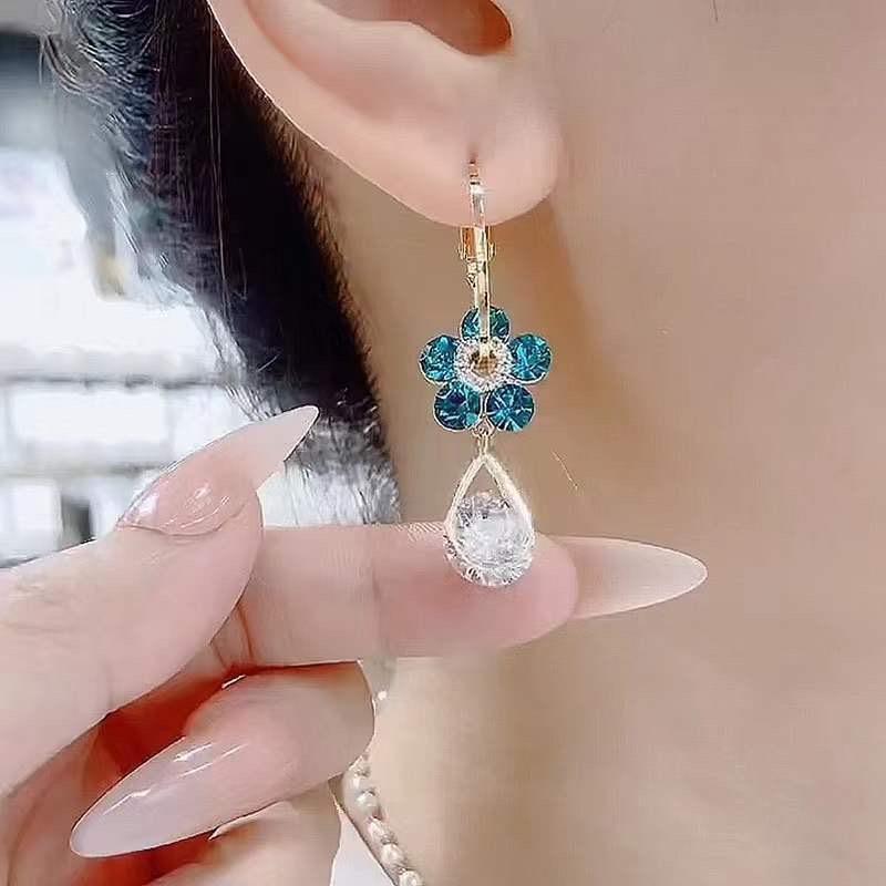 Fashion Women's Heart Zircon Flower Earrings Drop Earrings Engagement Earrings For Women Jewelry Wedding Party Gift XYZ