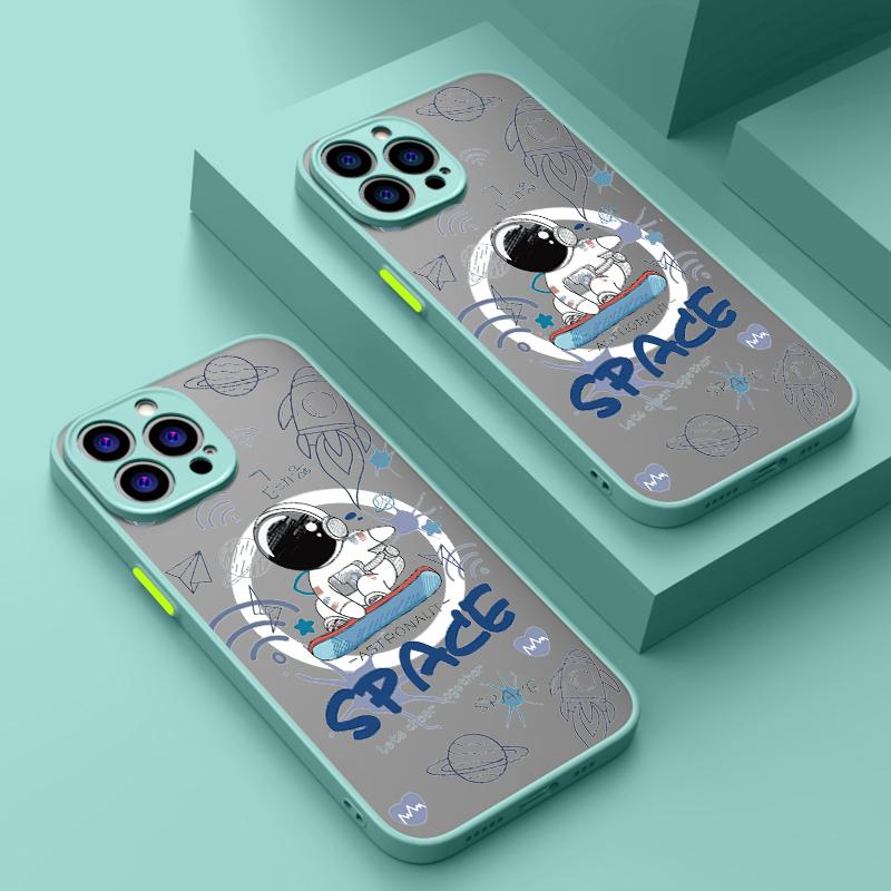 

Чехол Space Astronaut с прозрачным магнитным мягким краем для iPhone 15 14 13 12 Pro Max 11 8 7 Plus с беспроводной зарядкой для Magsafe, противоударный матовый чехол iPhone 15 чёрный