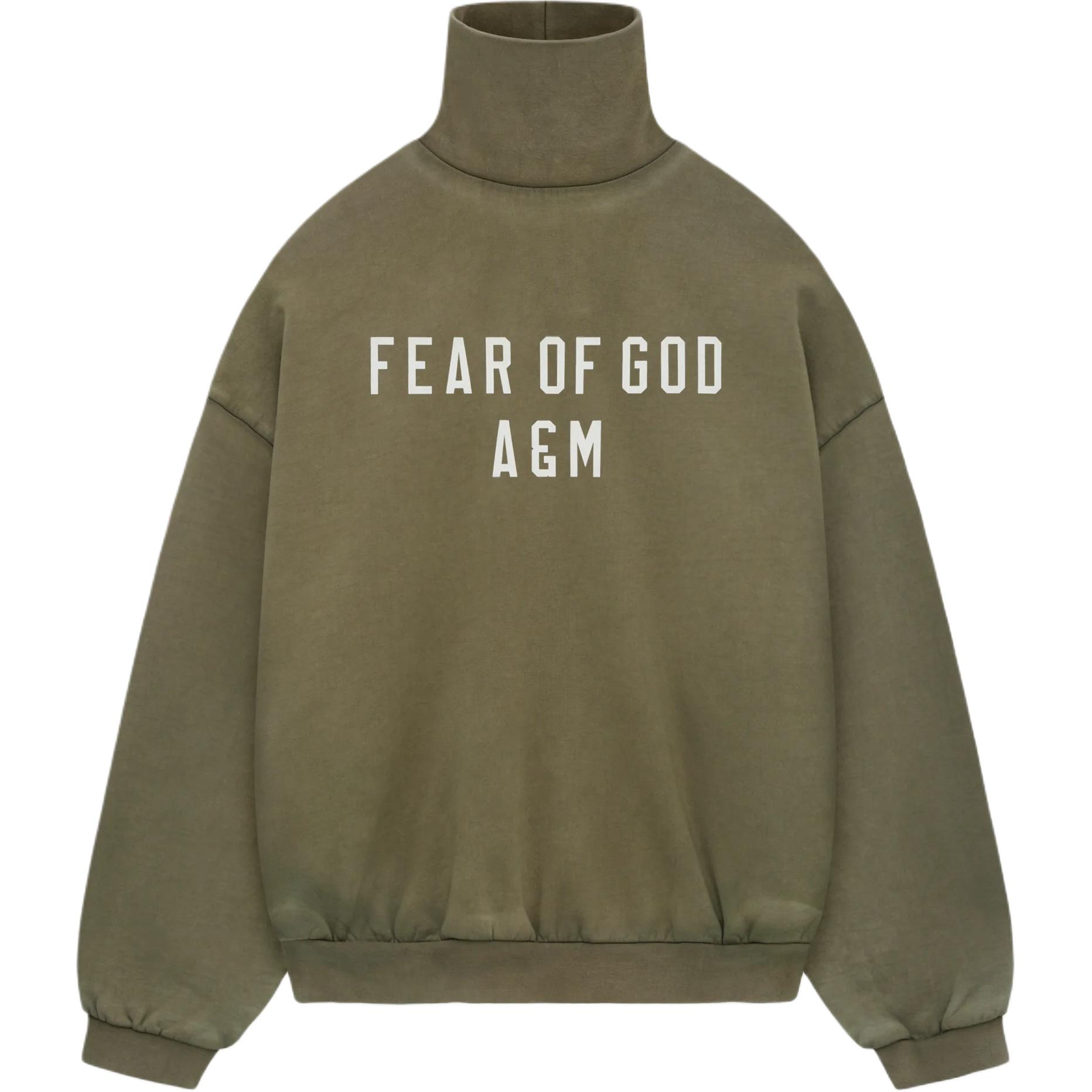 

Fear of God Essentials Тяжелая флисовая водолазка в стиле милитари для мужчин, топы зеленые 192BT246225F M