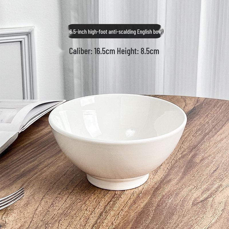 Ins Style White Ceramic High-Temperature Rice & Ramen Bowl