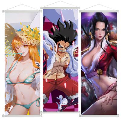 One Piece Luffy Póster Enrollable Roronoa Zoro Ace Chopper Pintura en Lienzo para Sala de Estar Decoración del Hogar Póster