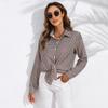 Abbigliamento da Donna Top Stampati per Primavera Autunno Colletti a Revers Camicetta a Quadri Camicia da Donna Larga Casual a Maniche Lunghe