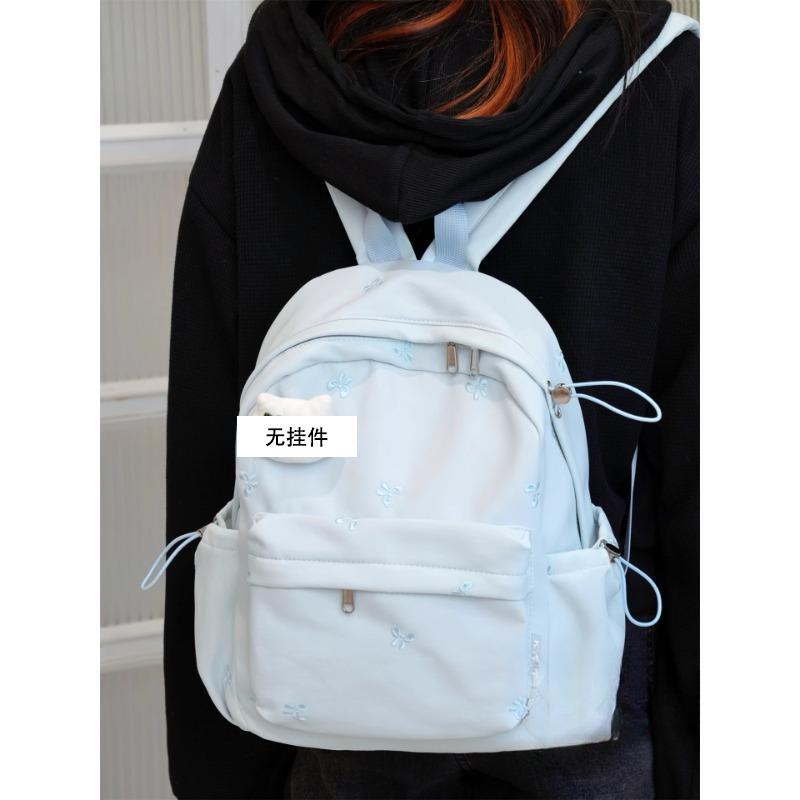 

Solid color versatile simple schoolbag Korean version of girl student class backpack large capacity travel backpack no specification